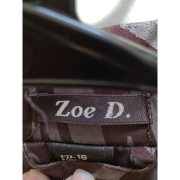 Zoe D Trench Coat Jacket Brown Long Sleeve Button Up Lined Outerwear Coat Zebra - Picture 4 of 12